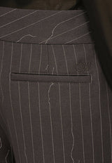 Pinstripe Wool-Blend Pants