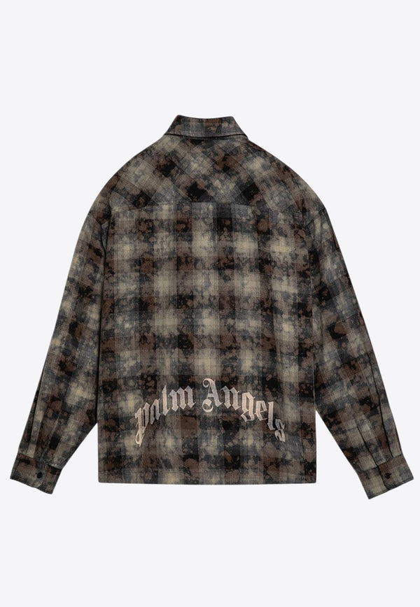 Curved Logo Plaid Check Long-Sleeved Shirt