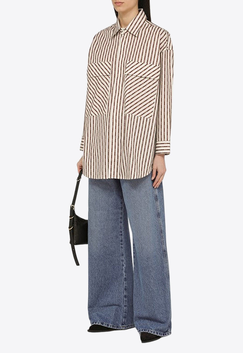 Oversized Long-Sleeved Stripe Shirt