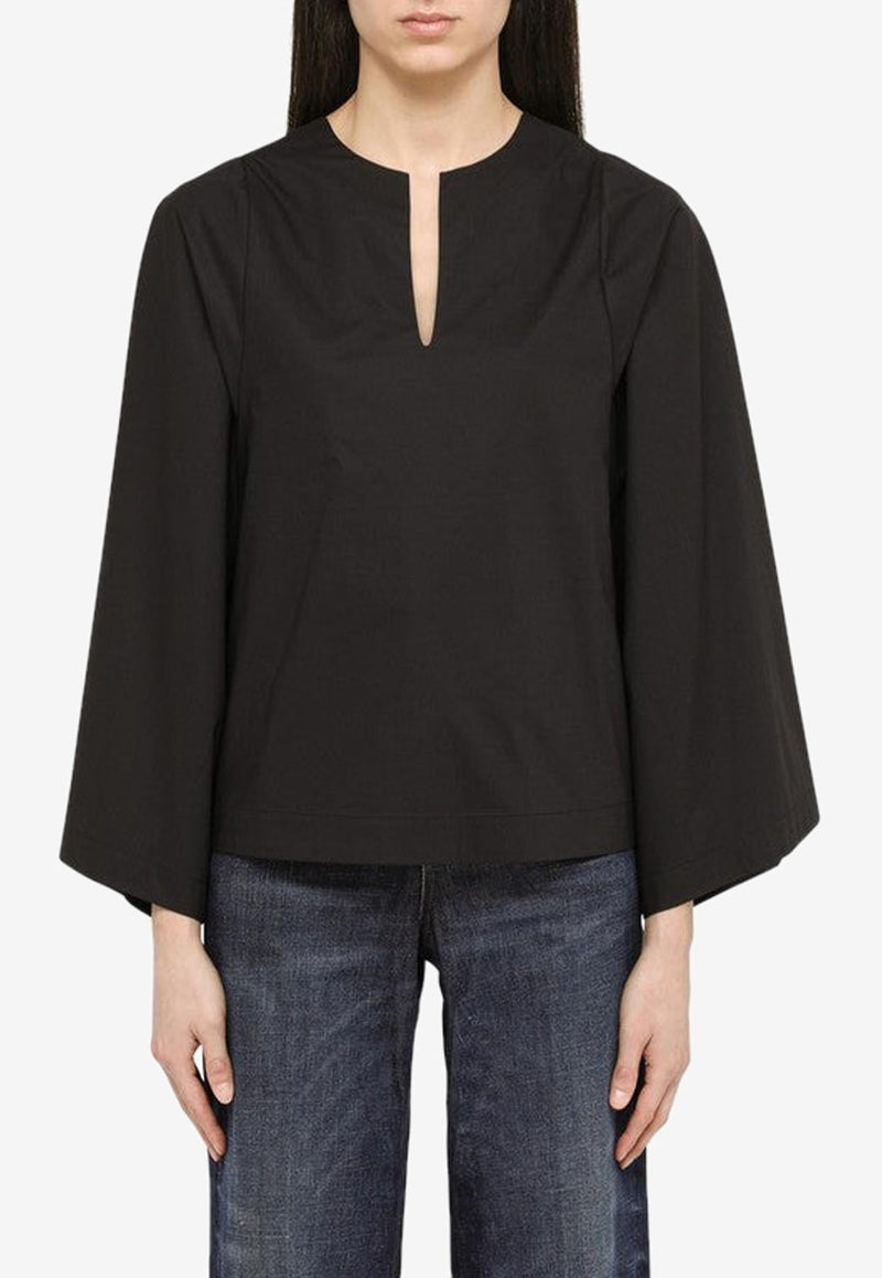 Long-Sleeved Poplin Blouse