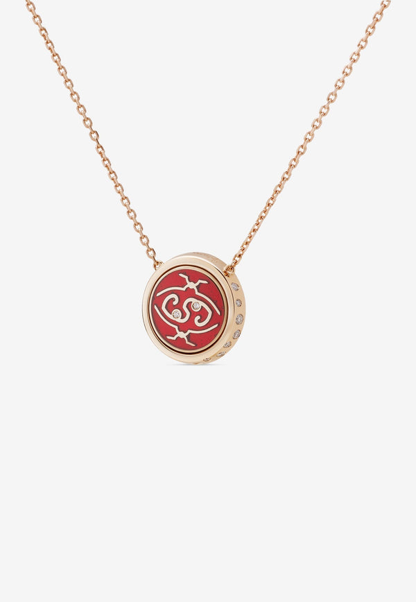 Me Oh Me Sparkly Red 18K Rose Gold Diamond Necklace