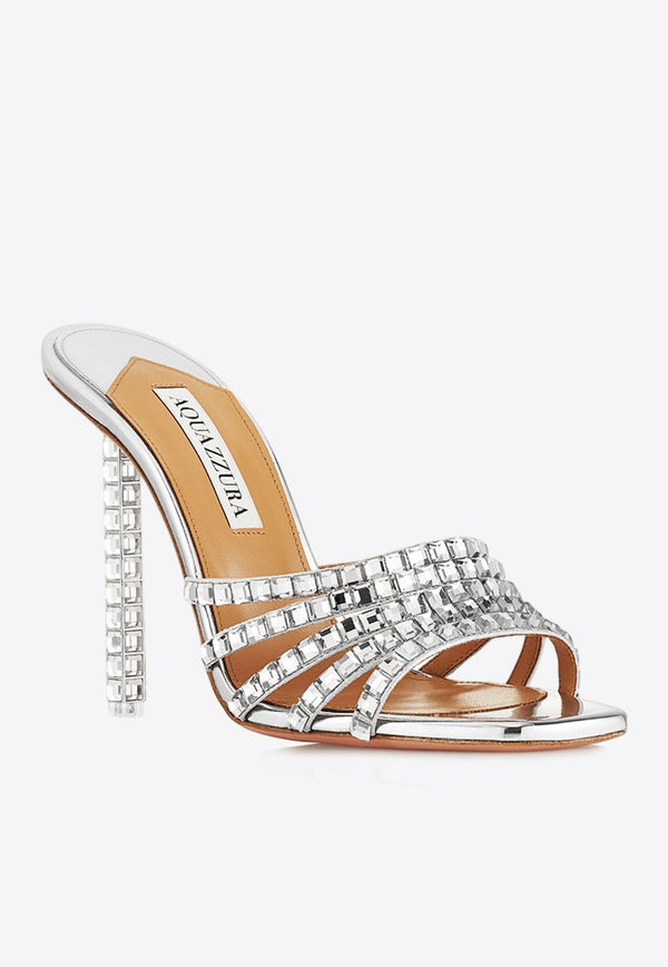 Rock Chic 105 Crystal-Embellished Mules in Mirror Leather