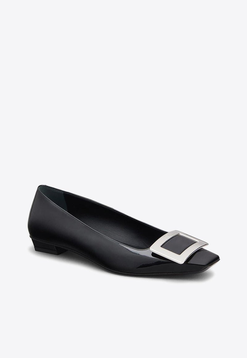 Belle Vivier Metal Buckle Ballerinas in Patent Leather