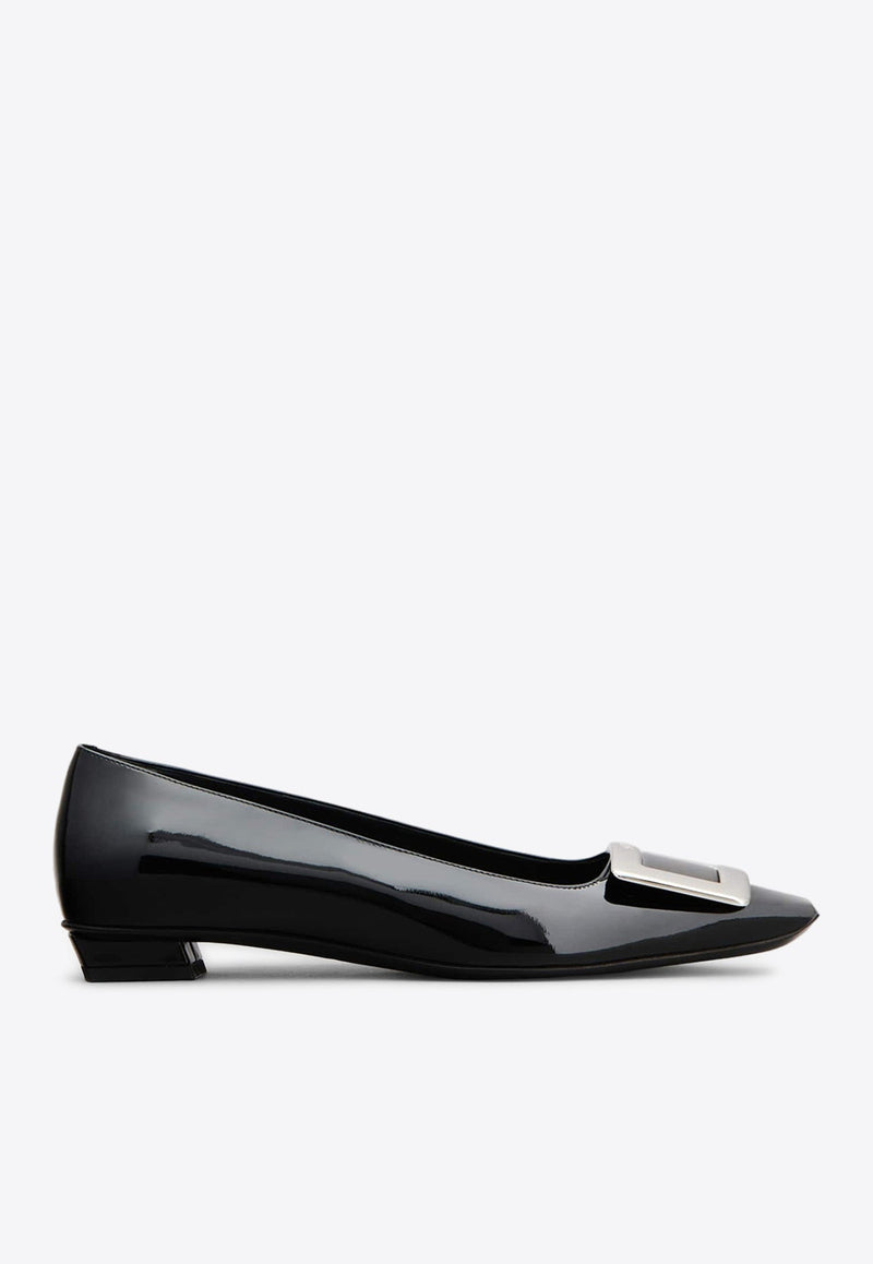 Belle Vivier Metal Buckle Ballerinas in Patent Leather