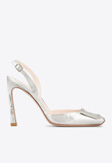 Trompette 100 Metal Buckle Slingback Pumps in Leather