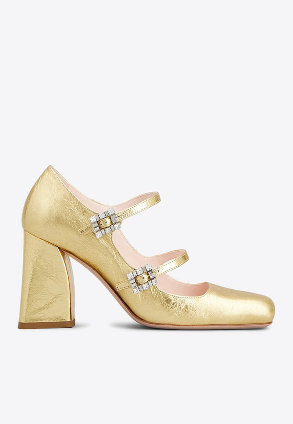 Babies 85 Crystal Buckle Pumps in Leather