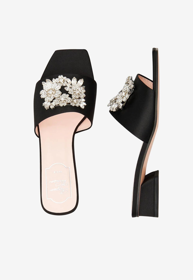 Crystal Buckle Flat Mules