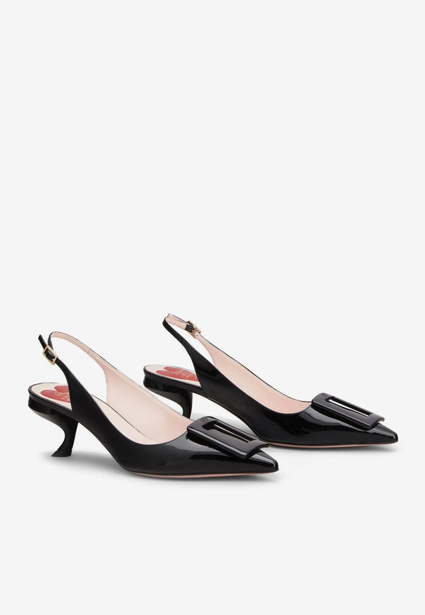 Virgule 55 Buckle Slingback Pumps in Patent Leather
