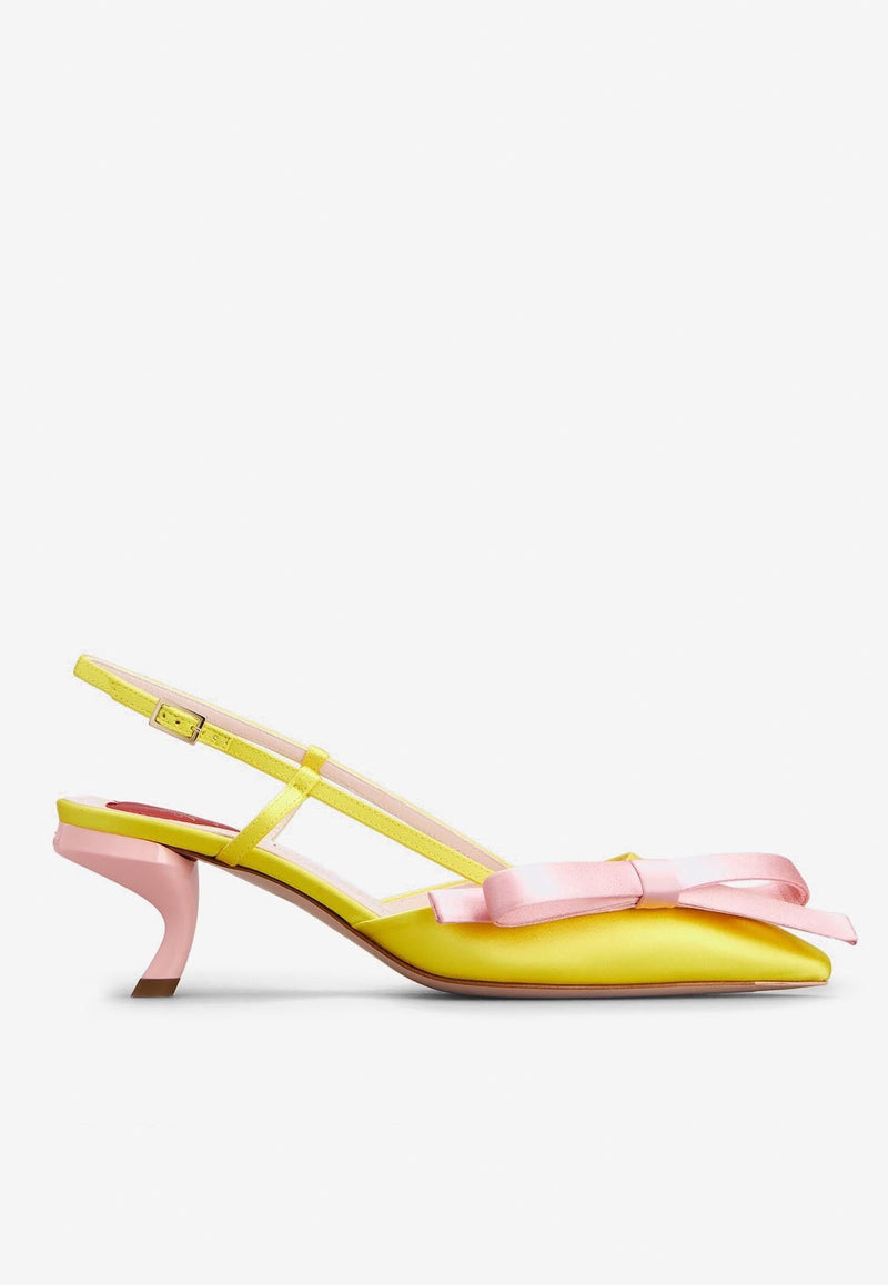 Virgule 55 Bow Slingback Pumps in Satin