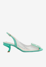 Virgule 55 Crystal Buckle Slingback Pumps