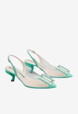 Virgule 55 Crystal Buckle Slingback Pumps