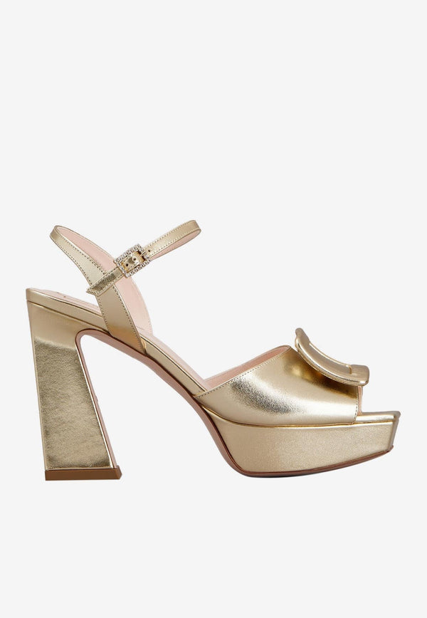 100 Platform Sandals in Metallic Nappa Leather