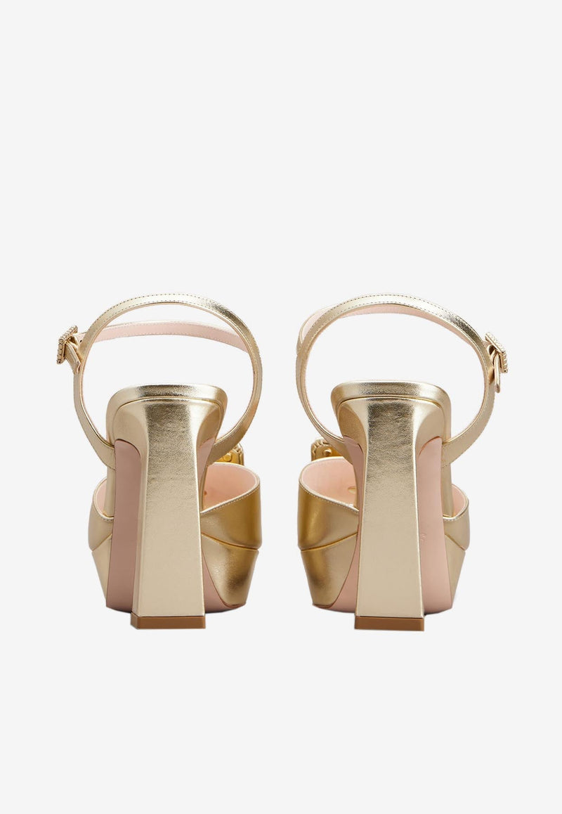 100 Platform Sandals in Metallic Nappa Leather