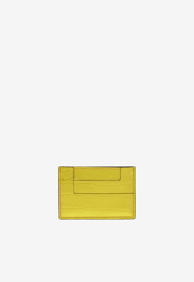 TF Cardholder in Metallic Croc Embossed Leather