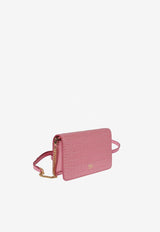 Logo plaque Crossbody Bag in Croc-Embossed Leather