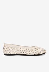 Macramé Mesh Leather Ballet Flats