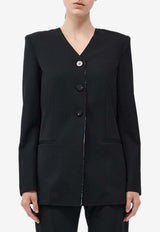 Raw Edge Collarless Blazer