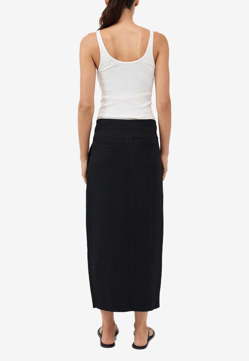 Wide Waistband Column Midi Skirt