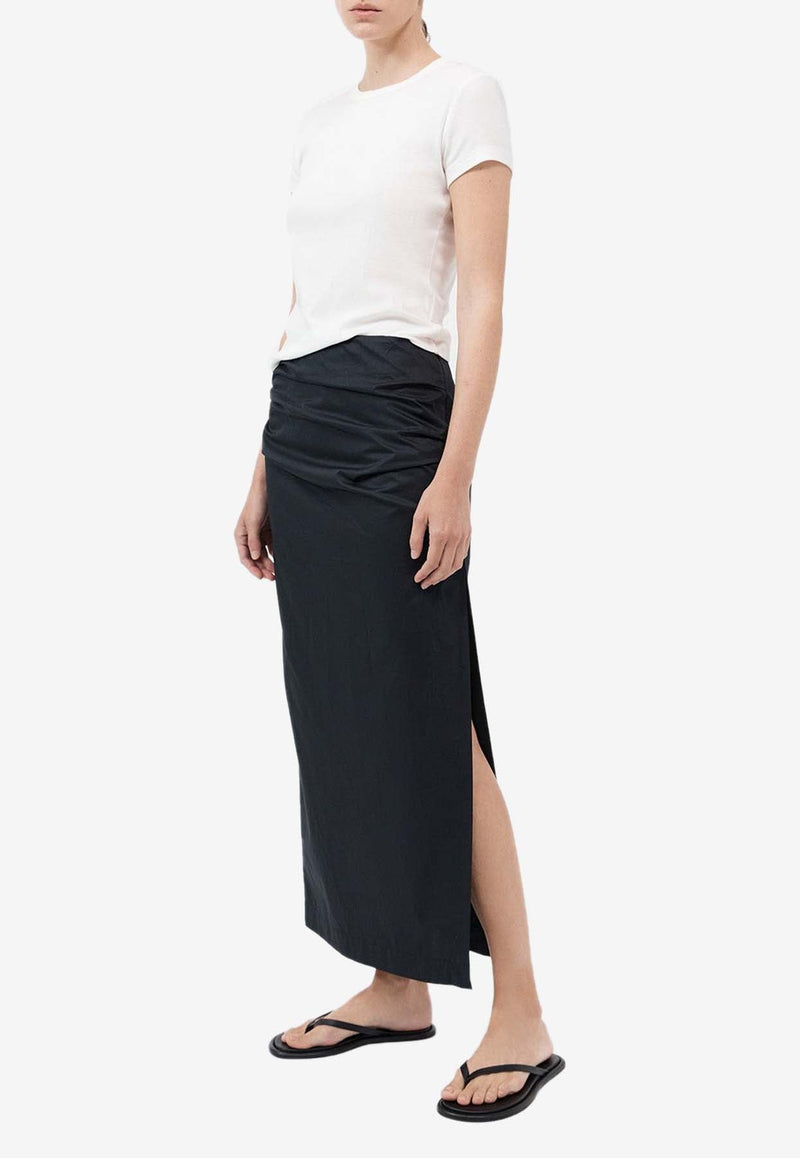 Low-Rise Tuck Midi Skirt