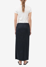 Low-Rise Tuck Midi Skirt