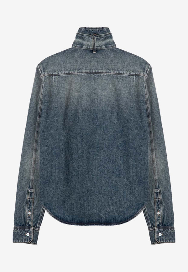 Bow Washed Denim Shirt