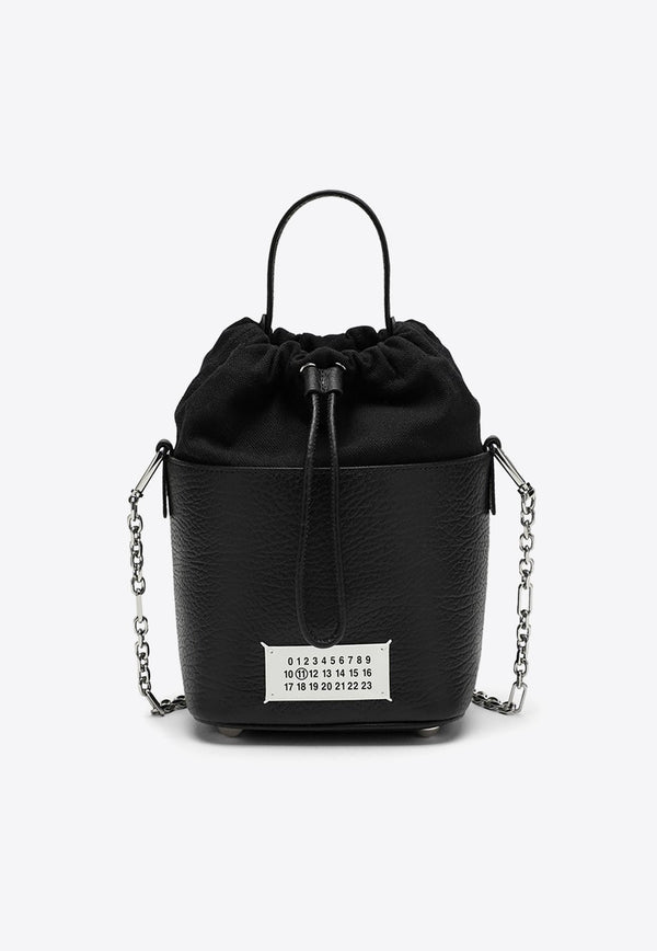 Logo Patch Leather Bucket Bag