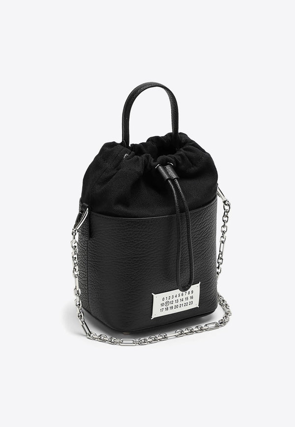 Logo Patch Leather Bucket Bag