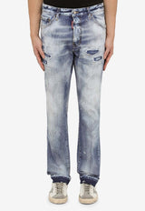 Distressed Straight-Leg Jeans