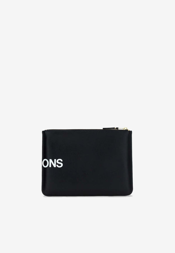 Huge Logo Leather Zip Pouch