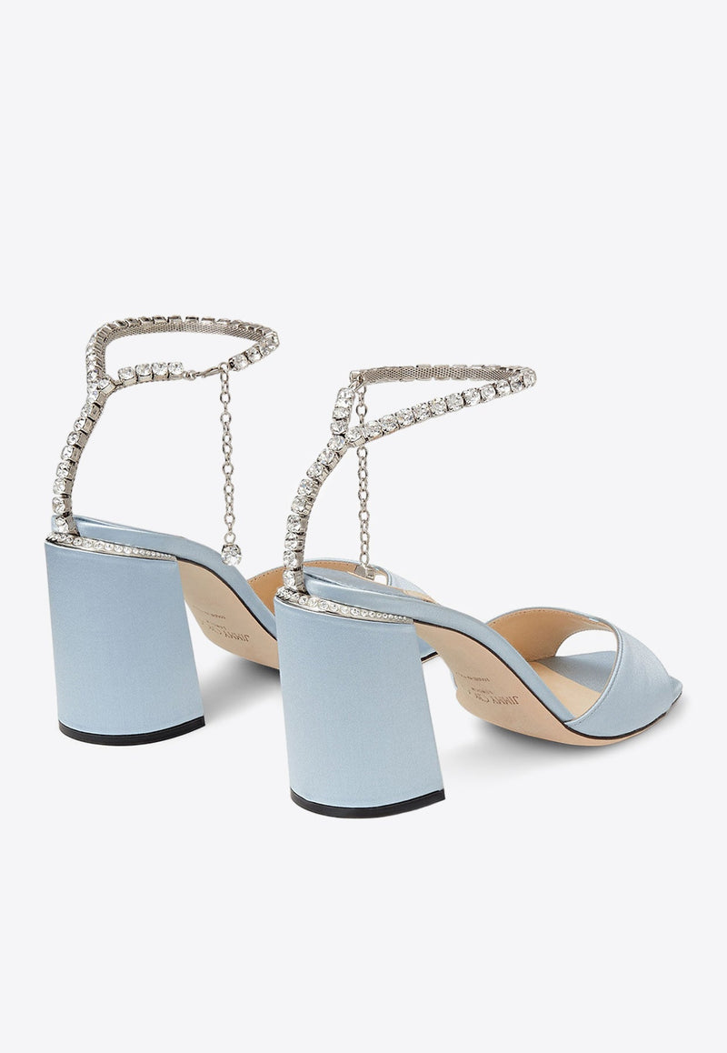 Saeda 85 Crystal Chain Sandals in Satin