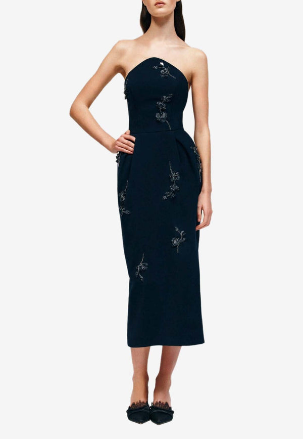 Lisa Bead Embellished Strapless Midi Dress