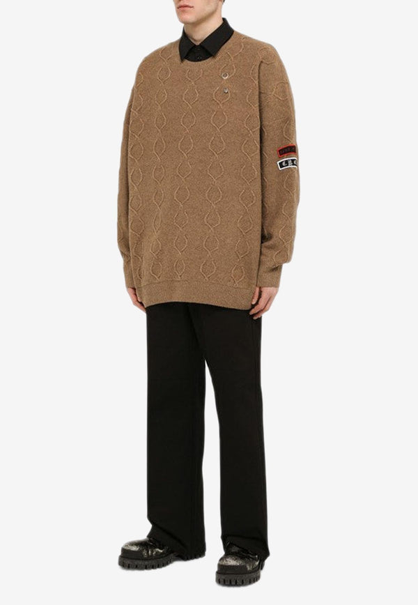 X Fred Perry Textured Knit Oversized Wool Sweater