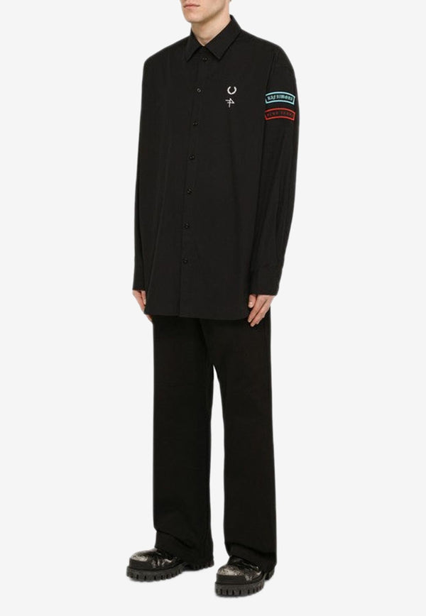 X Fred Perry Logo Embroidered Long-Sleeved Shirt