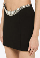 Crystal-Embellished Mini Skirt