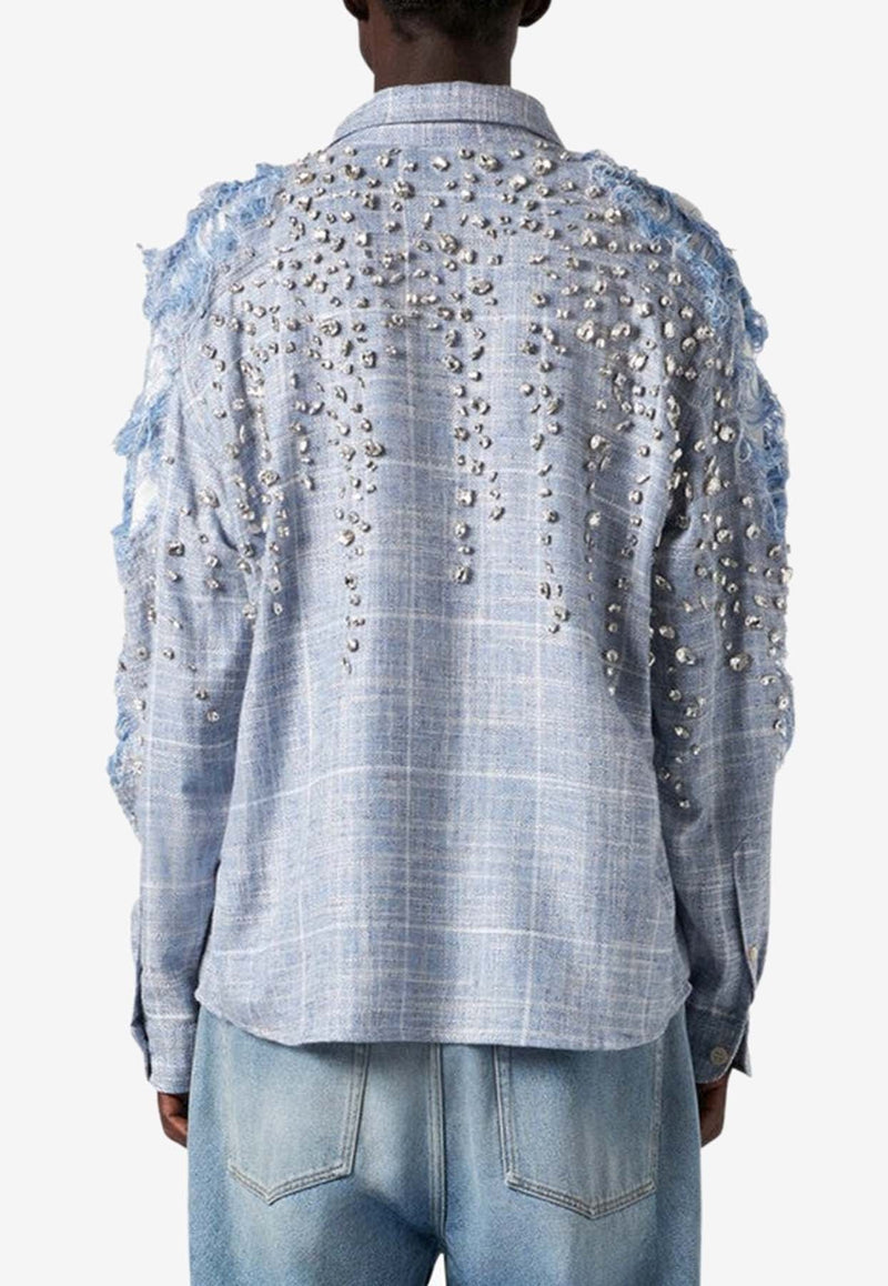 Crystal-Embellished Flannel Shirt