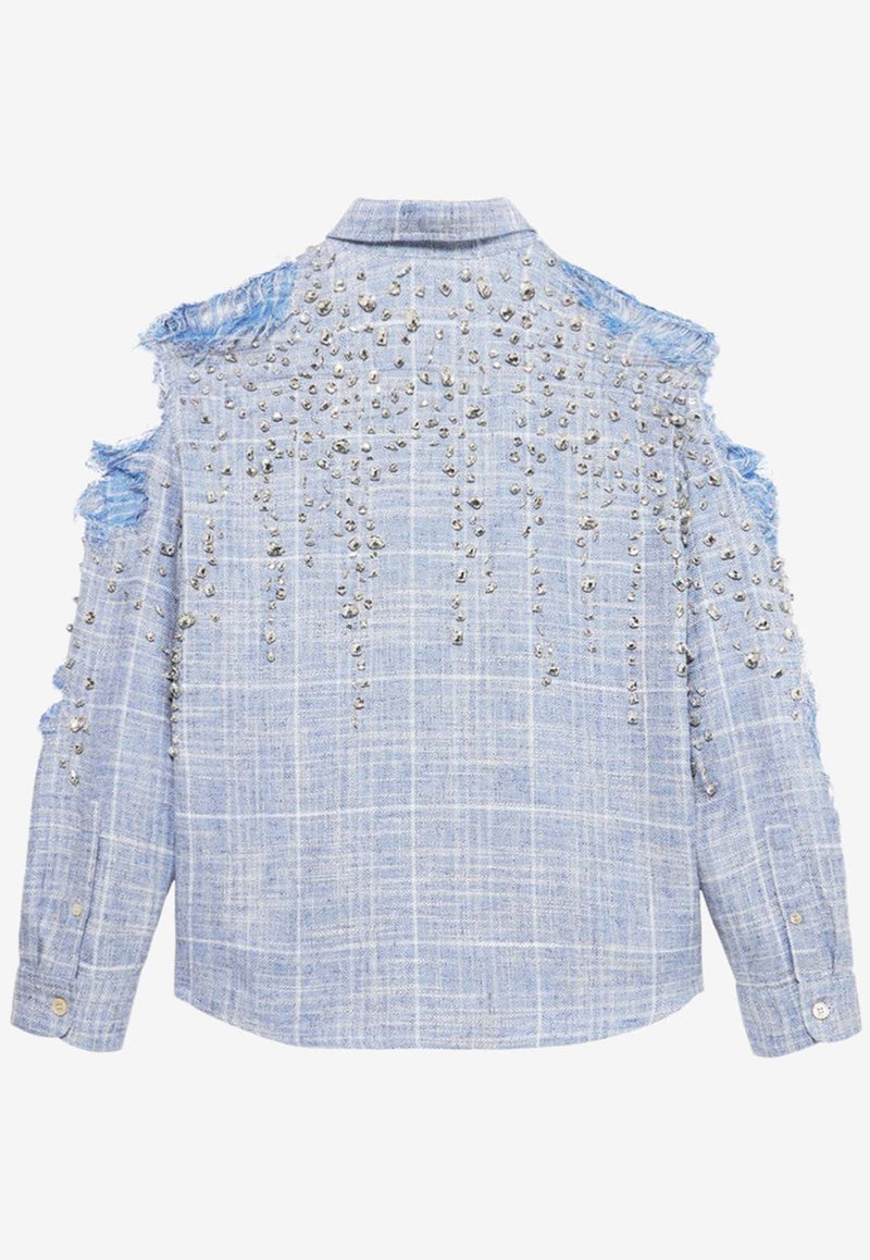 Crystal-Embellished Flannel Shirt