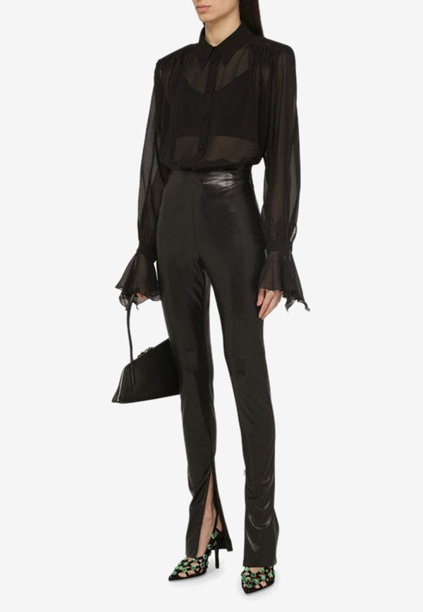 Faux Leather Slim-Leg Pants