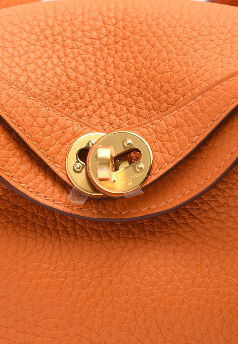 Mini Lindy 20 in Orange Clemence Leather with Gold Hardware