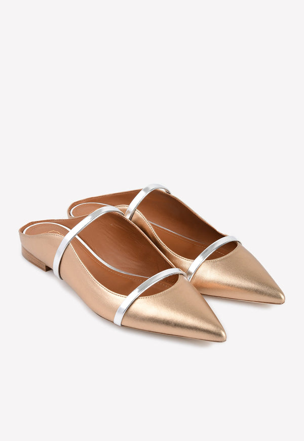 Maureen Flat Mules in Metallic Leather