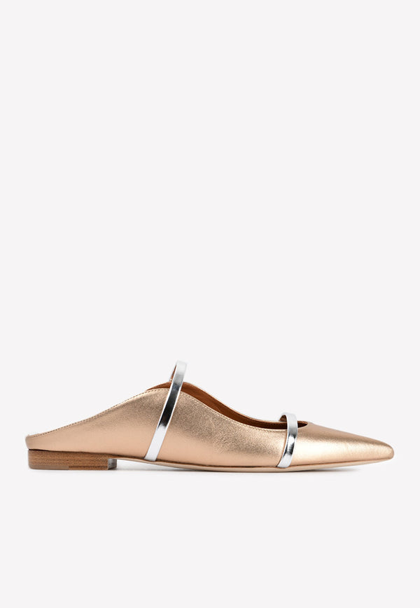 Maureen Flat Mules in Metallic Leather