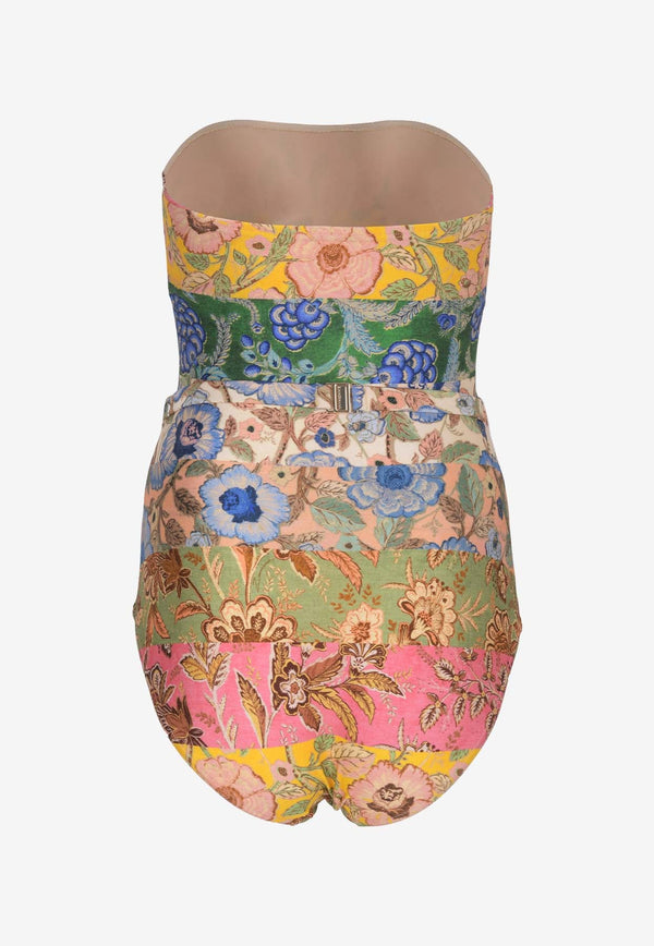 Junie Floral Print Strapless One-Piece Swimsuit