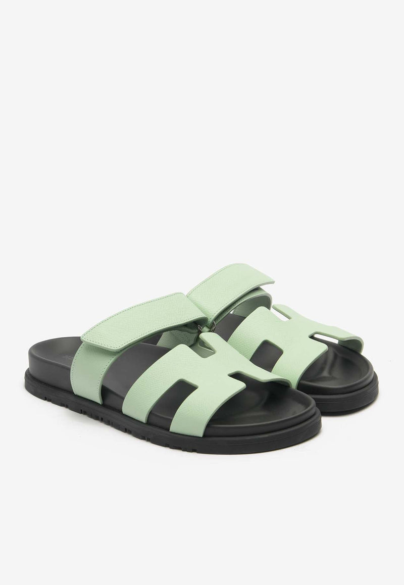 Chypre Sandals in Vert Jade Epsom Leather