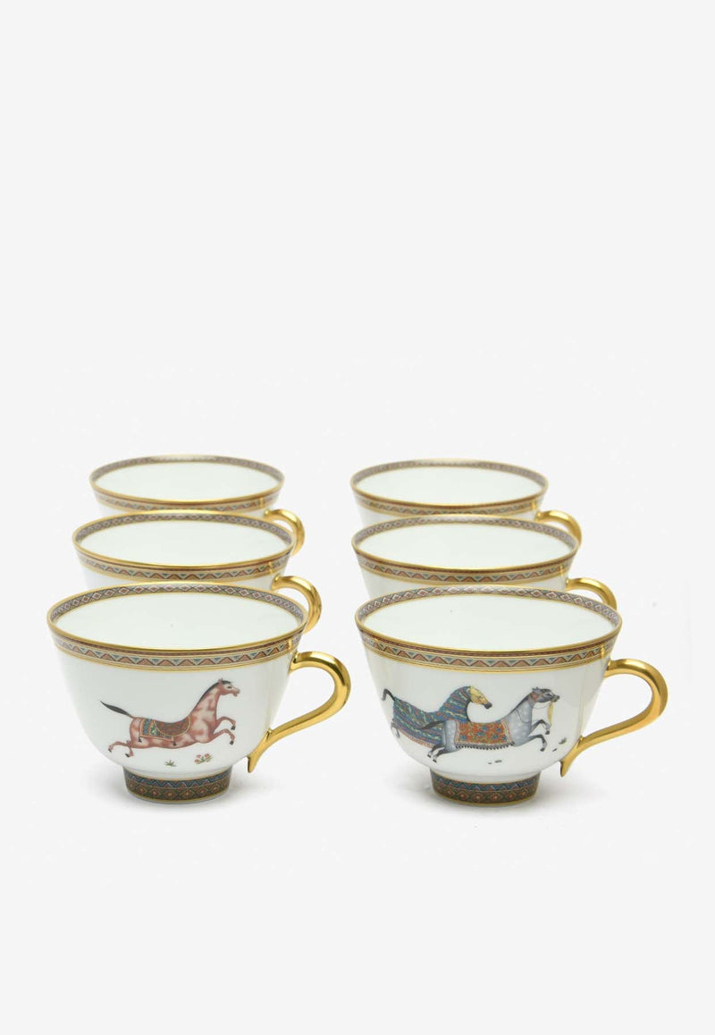 Cheval d'Orient Cups and Saucers N°1 to N°6  - Set of 6