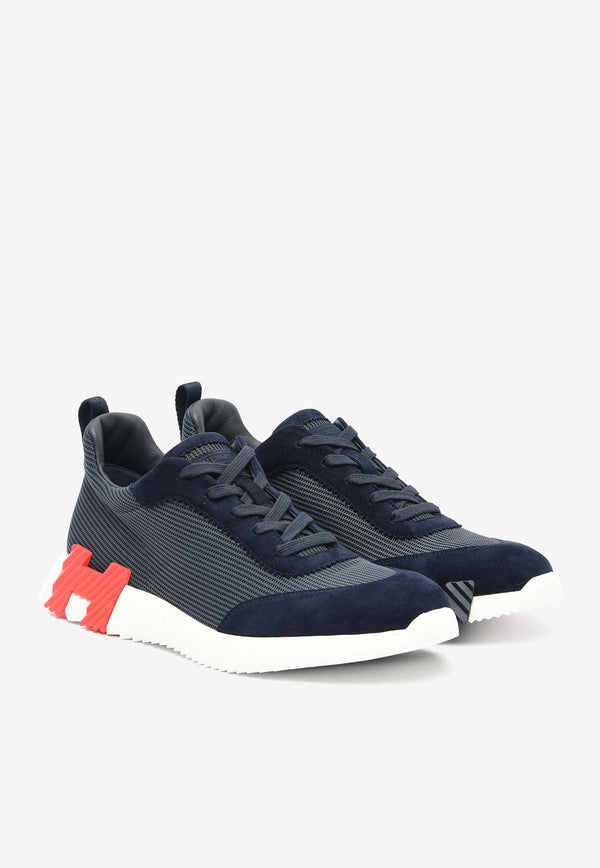Bouncing Low-Top Sneakers in Marine Mesh and Suede