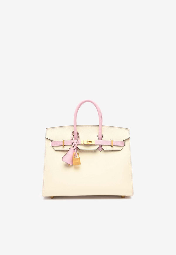 Birkin 25 Sellier HSS in Craie and Mauve Sylvestre Epsom Leather with Gold Hardware