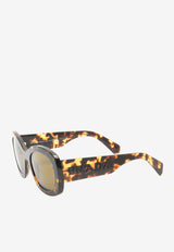 Raised Logo Oval-Shaped Sunglasses