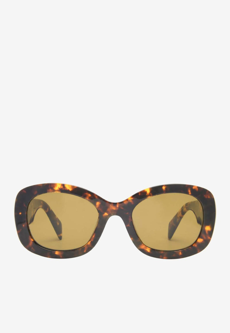 Raised Logo Oval-Shaped Sunglasses