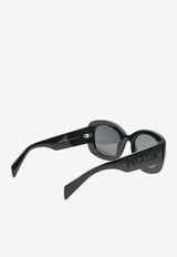 Raised Logo Oval-Shaped Sunglasses