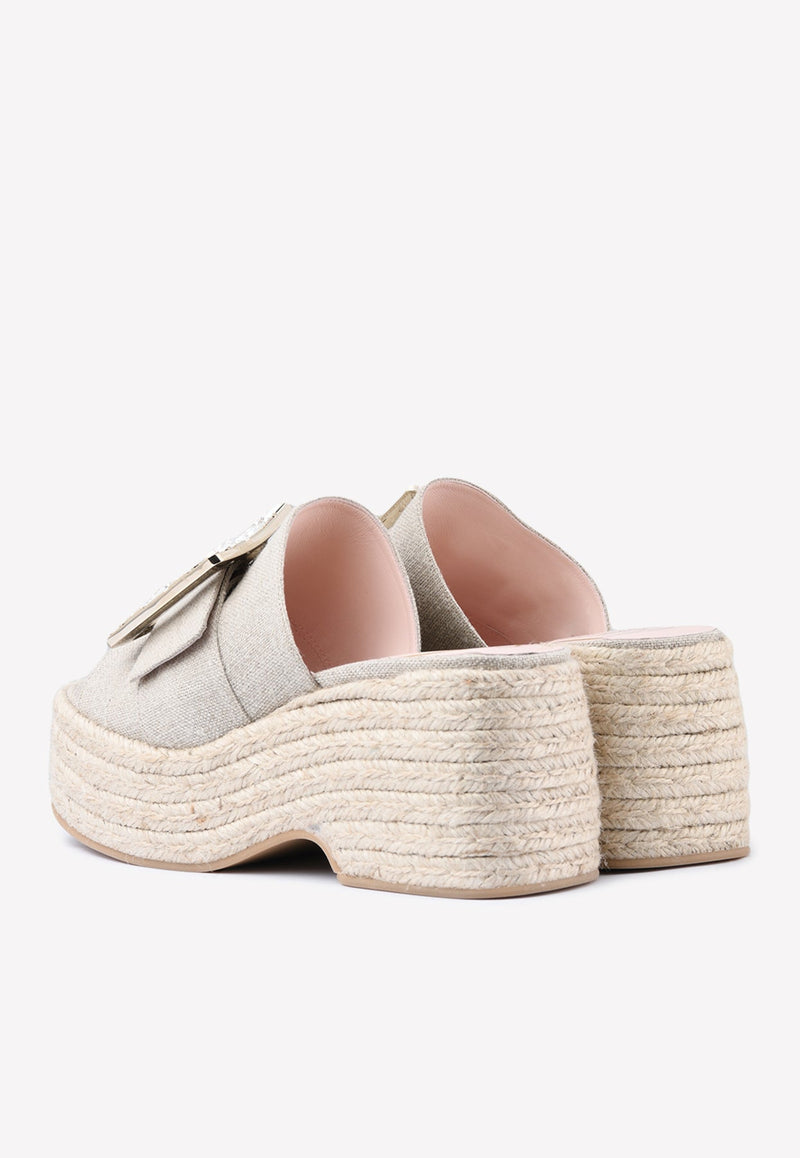 85 Crystal Buckle Espadrille Platform Sandals