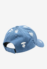 Moonface Embroidered Monogram Denim Cap